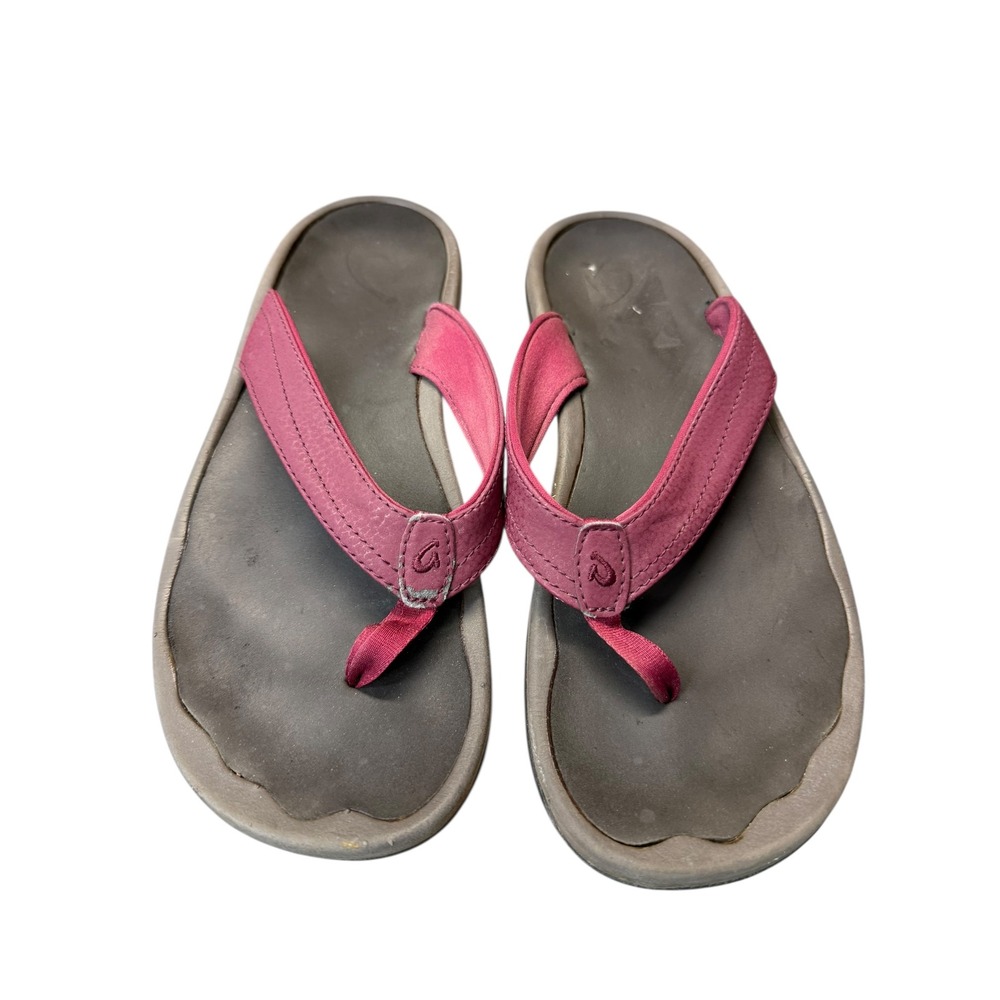 Olukai Ohana Womens Pink Grey Flip Flop Sandals Thong Beach Shoes Size 8 20110